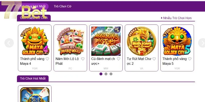 Kết quả các trò game bài 77bet được công khai hoàn toàn